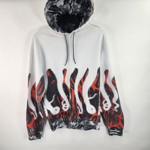 Octopus Halftone Tentacle Hoodie Men's S White Red Black Italian Streetwear